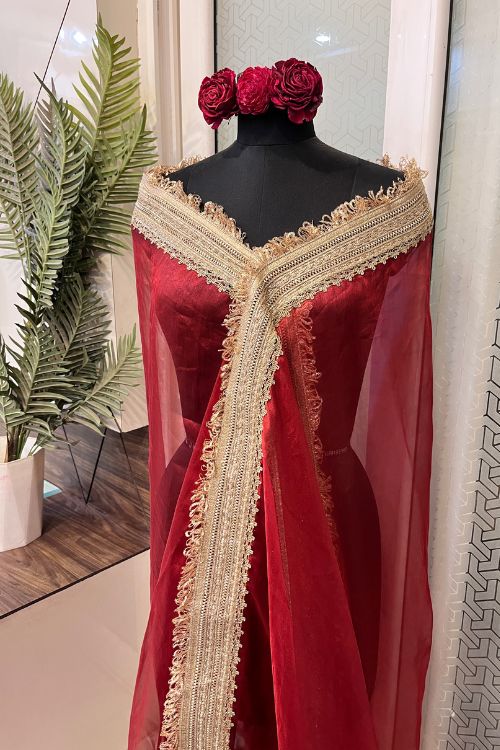 Red Tissue Silk Dupatta