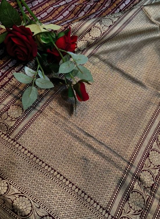 Handwoven Dark Maroon Katan Silk Saree