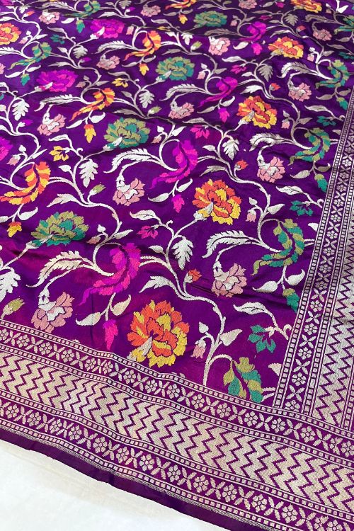 Handwoven Purple Katan Silk Saree
