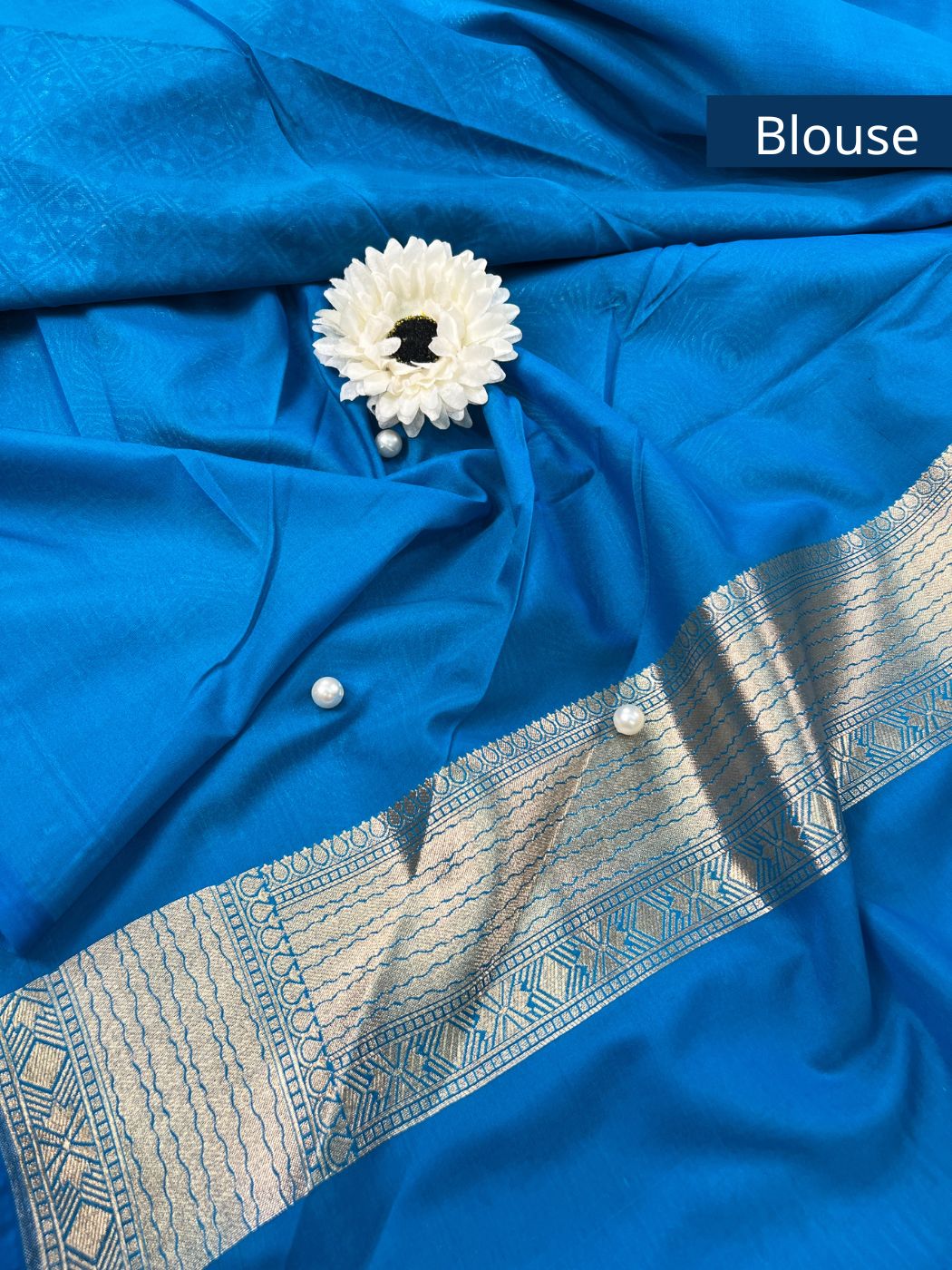 Turquoise Blue Katan Silk Blouse