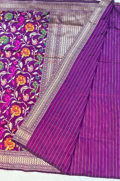 Handwoven Purple Katan Silk Saree