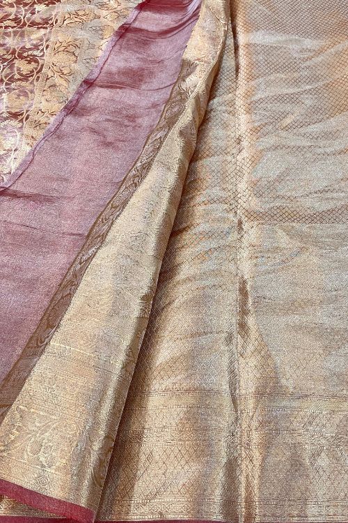 Pink Brocade Tissue Silk Saree