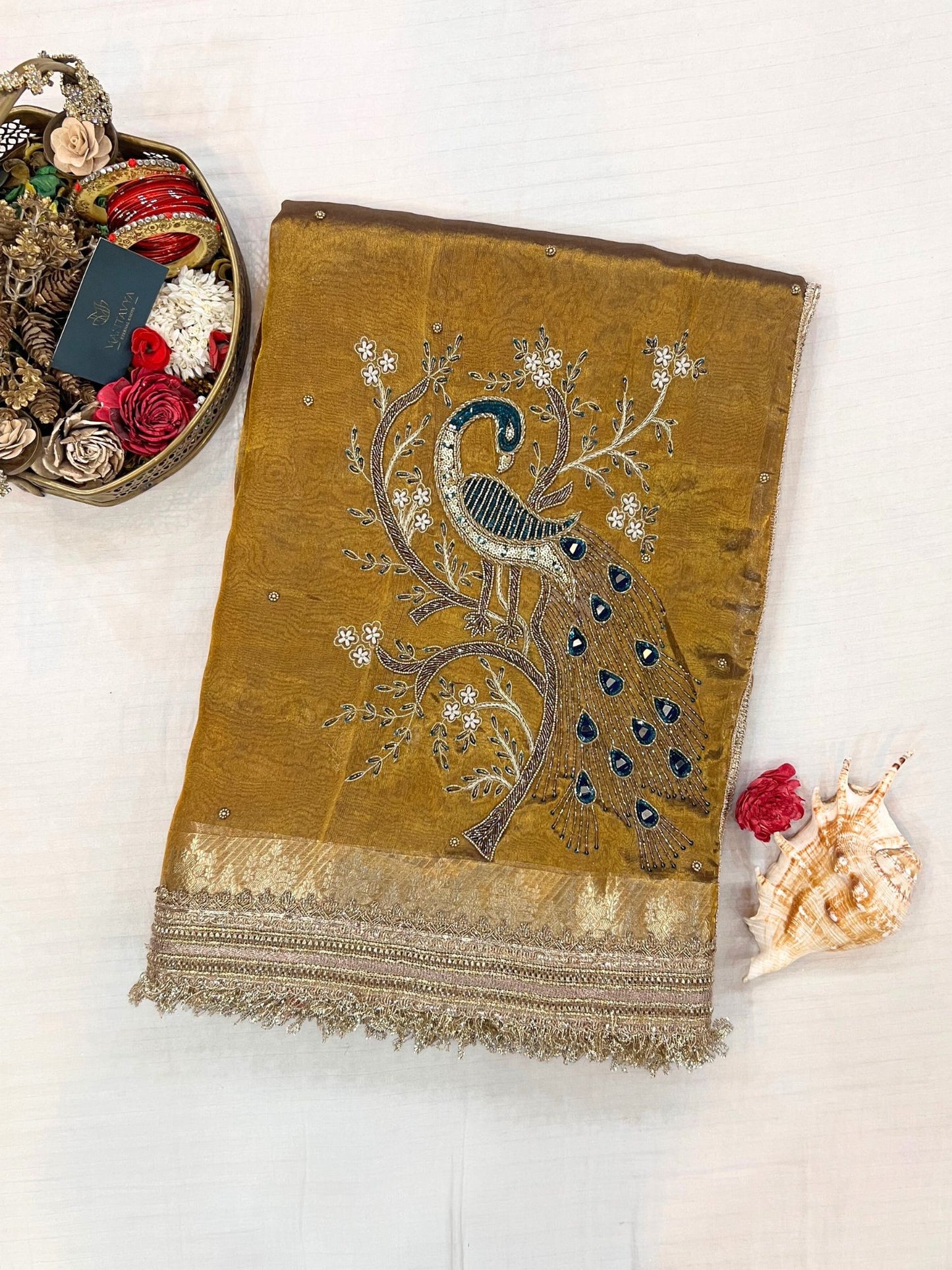 βMehendi Green Morni festive saree with elegant design and vibrant colorβ