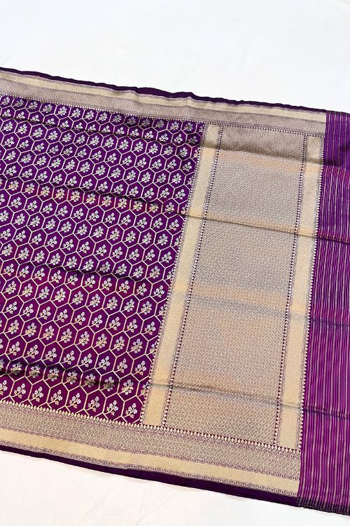 Handwoven Purple Katan Silk Saree