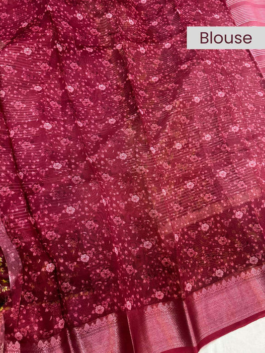 Chiniya silk saree with smooth texture and elegant traditional weave
