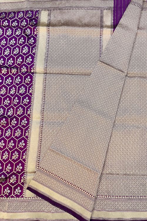 Handwoven Purple Katan Silk Saree