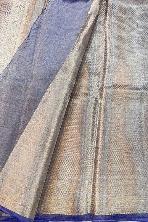 Blue Brocade Tissue Silk Saree