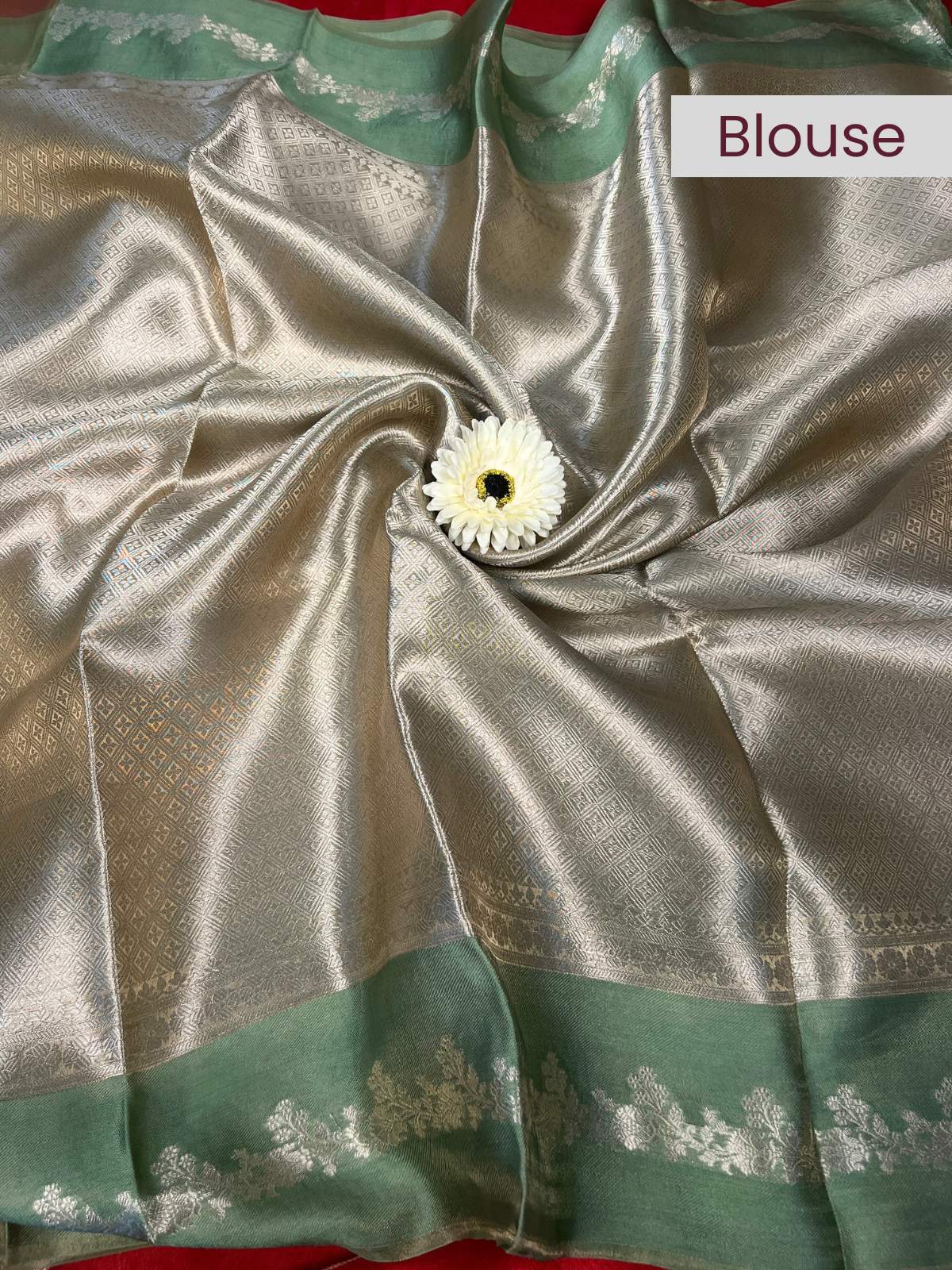 Sea Green Brocade Tissue Silk