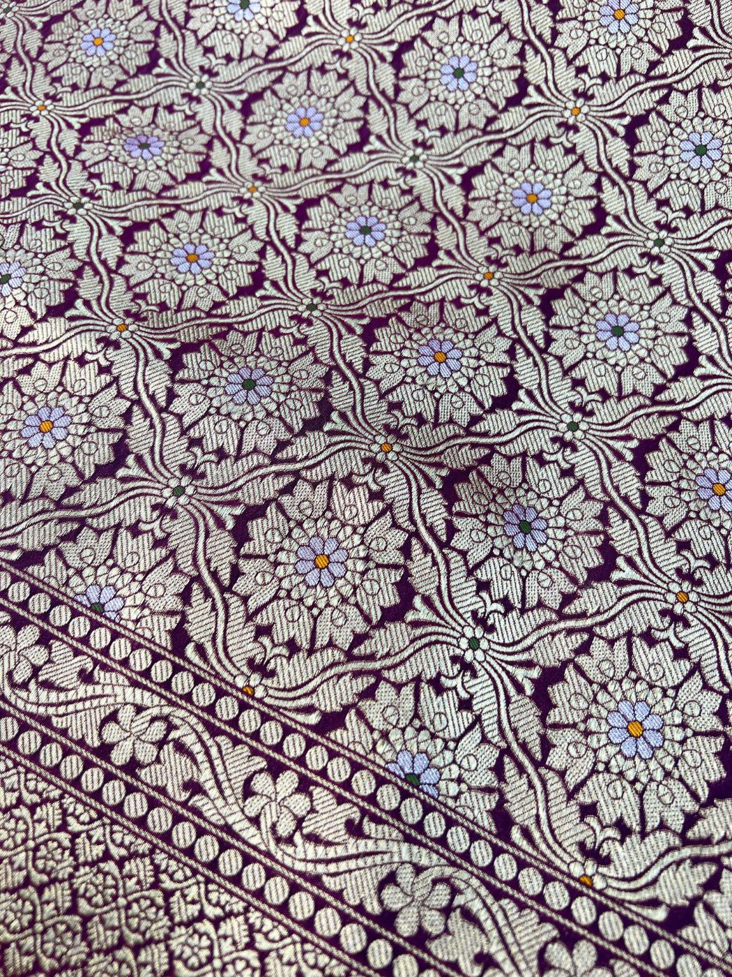 Wine katan Silk Saree Closeup View 01