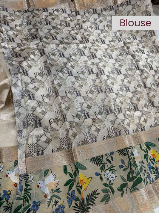 Chiniya silk saree with smooth texture and elegant traditional weave