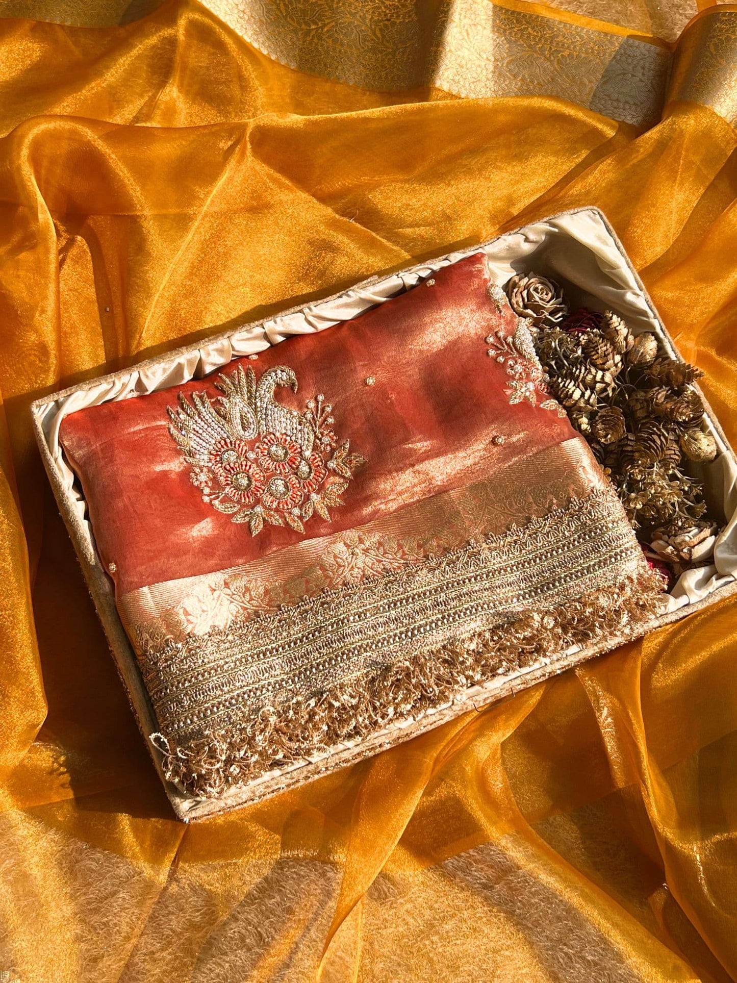 Orange Tissue Silk Saree - Rajhans