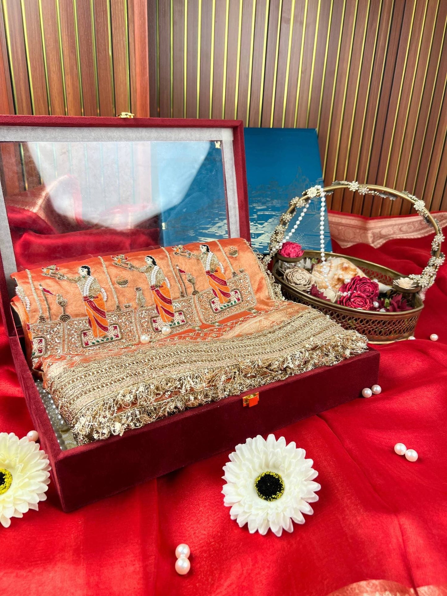 Orange Tissue Silk Saree - Ganga Aarti
