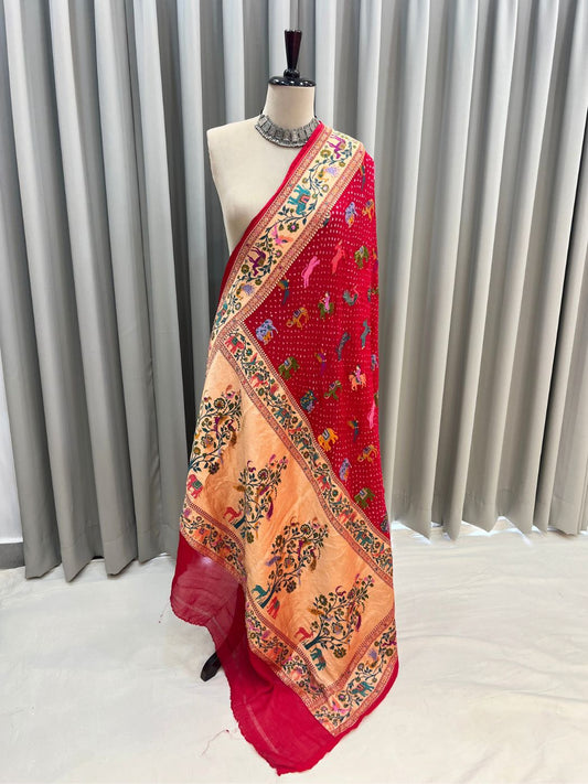 Red Bandhej Dupatta