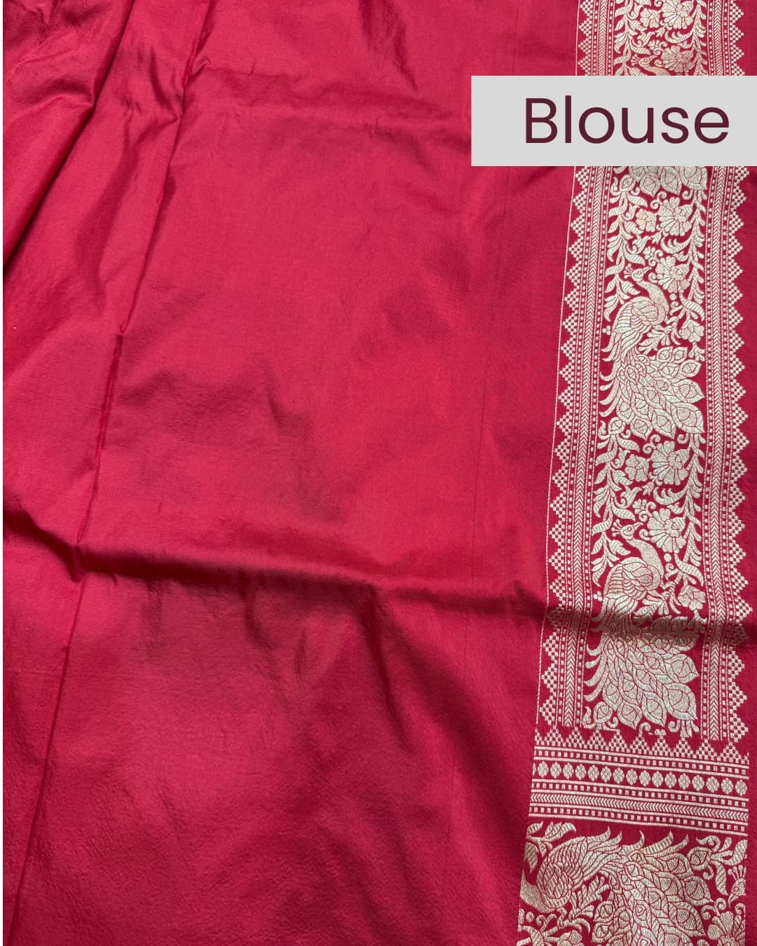 Manatavya Banaras red Katan silk saree with rich Banarasi weave, smooth texture and timeless traditional elegance