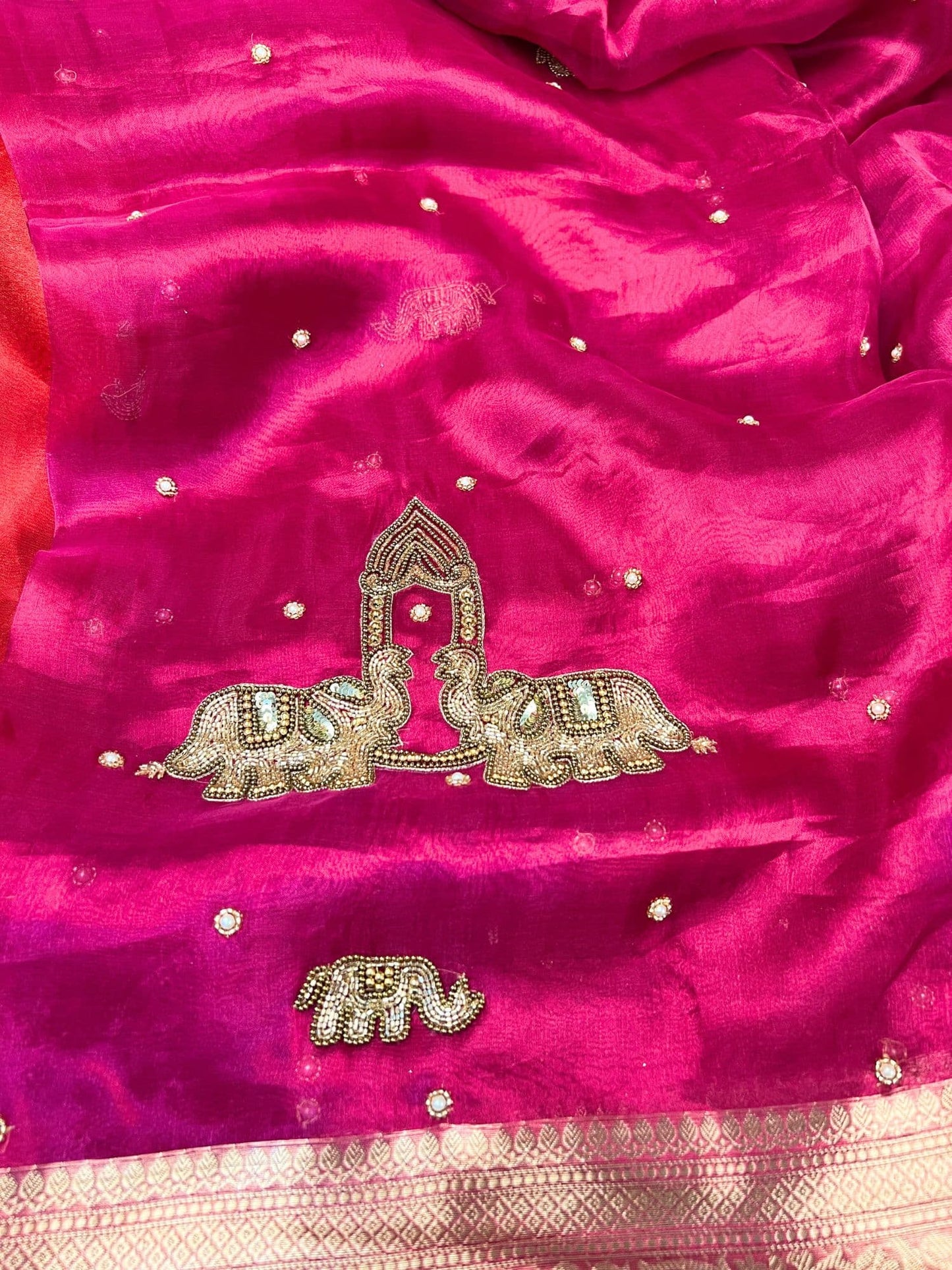 Manatavya Banaras hot pink GAJ saree