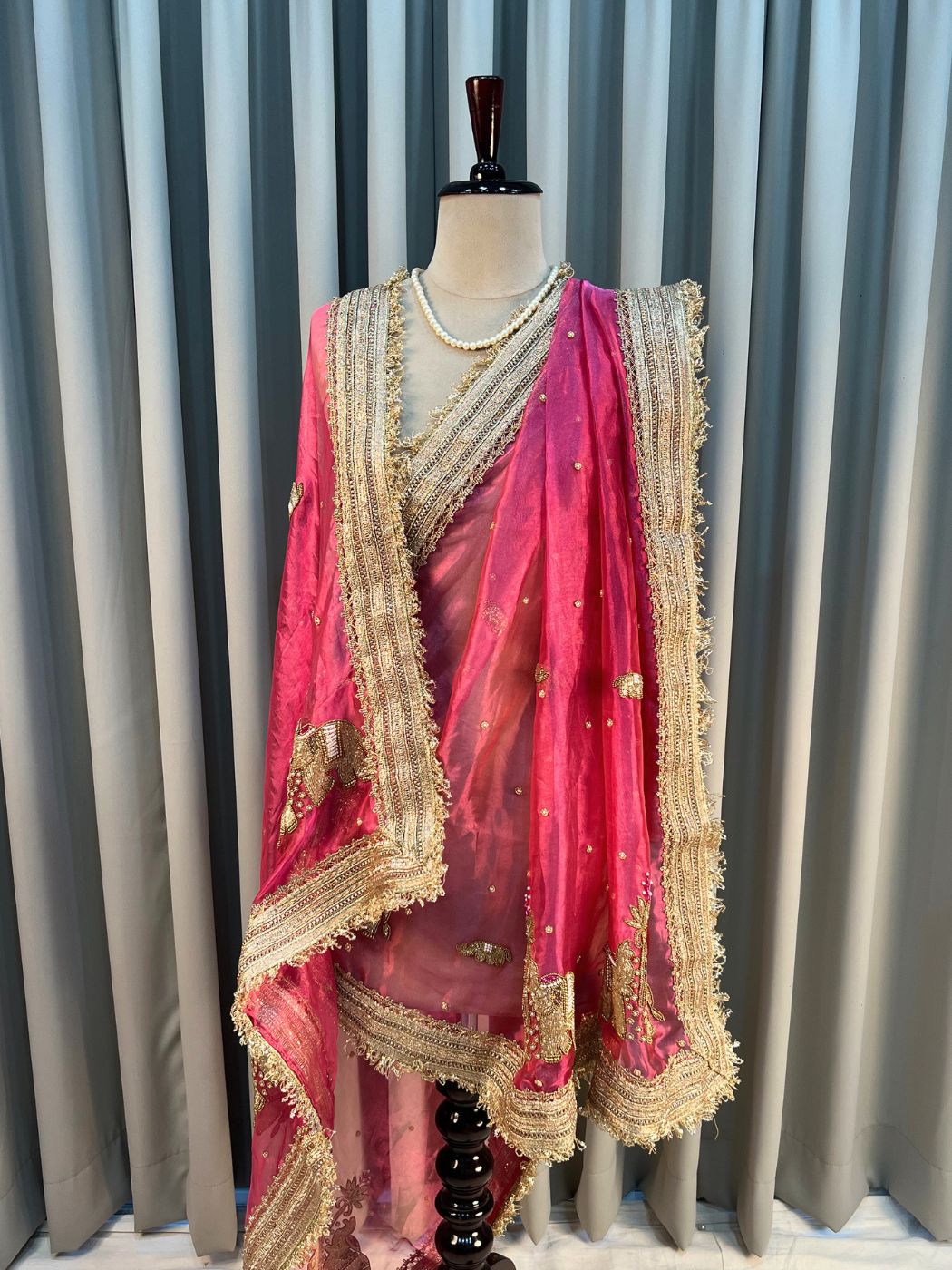 Hot Pink Gajgamini Dupatta