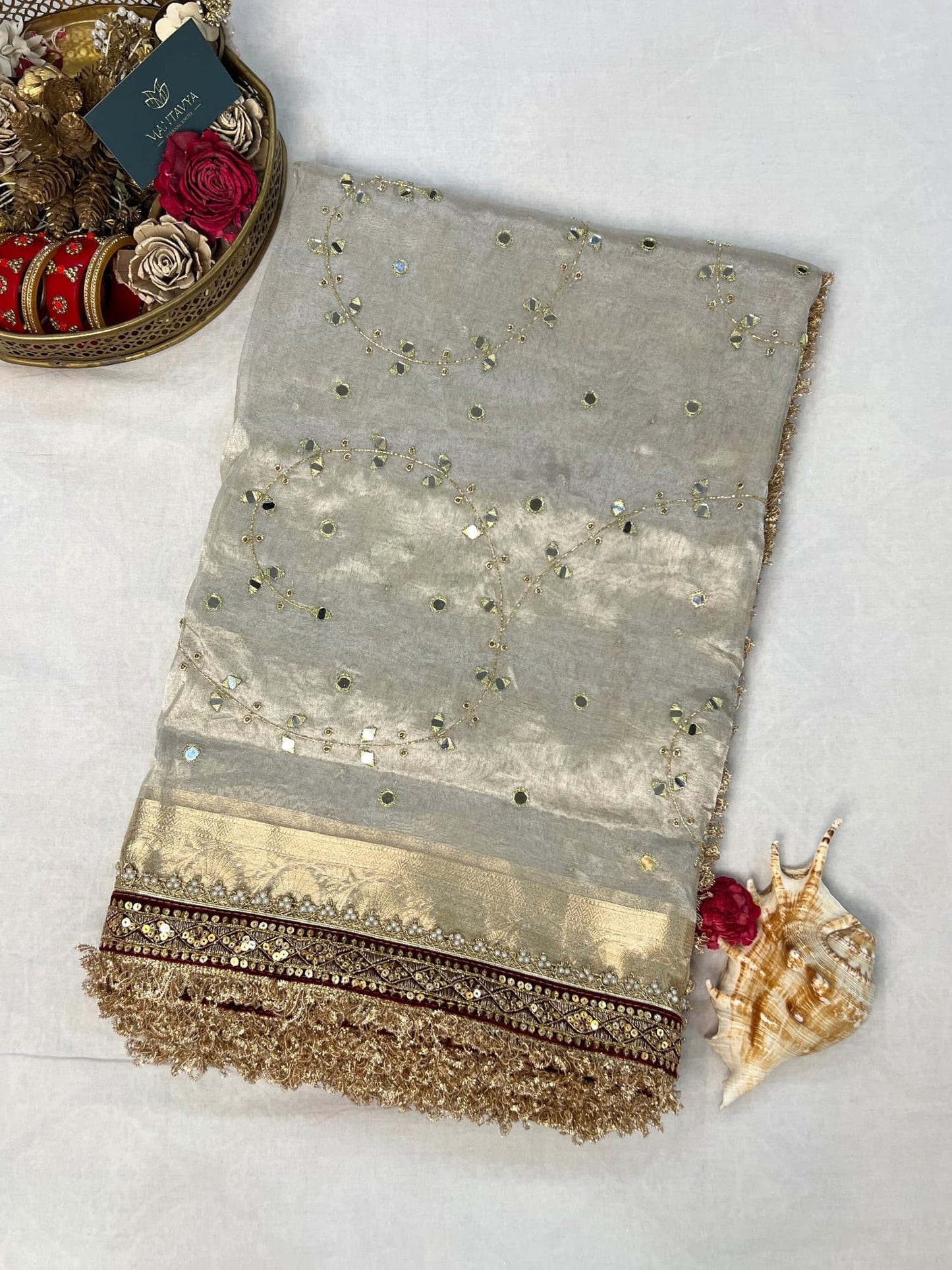 Maharani Peacock Blue Pure Banarasi Tissue Silk Saree