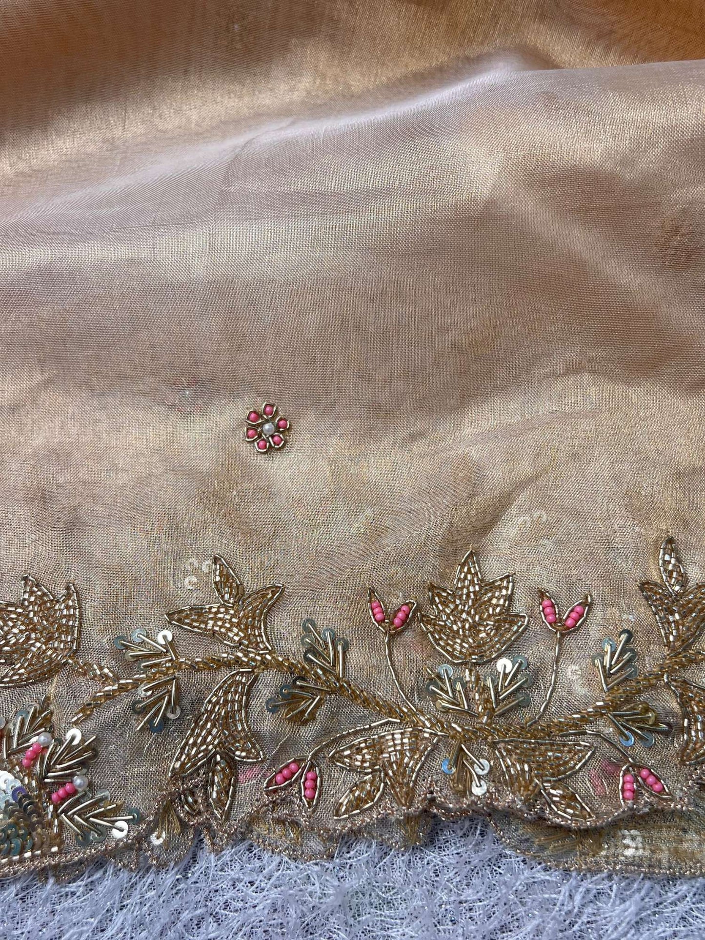 “Golden Kohinoor saree with elegant embroidery and premium silk finish for weddings”