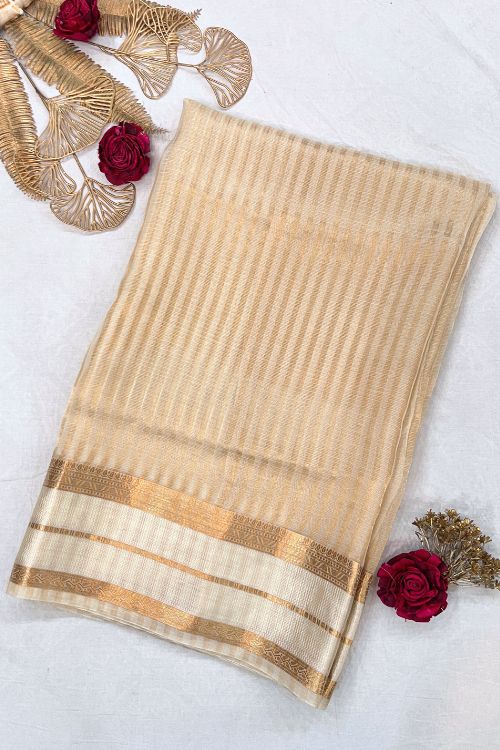 White Kora-Tissue Silk Saree