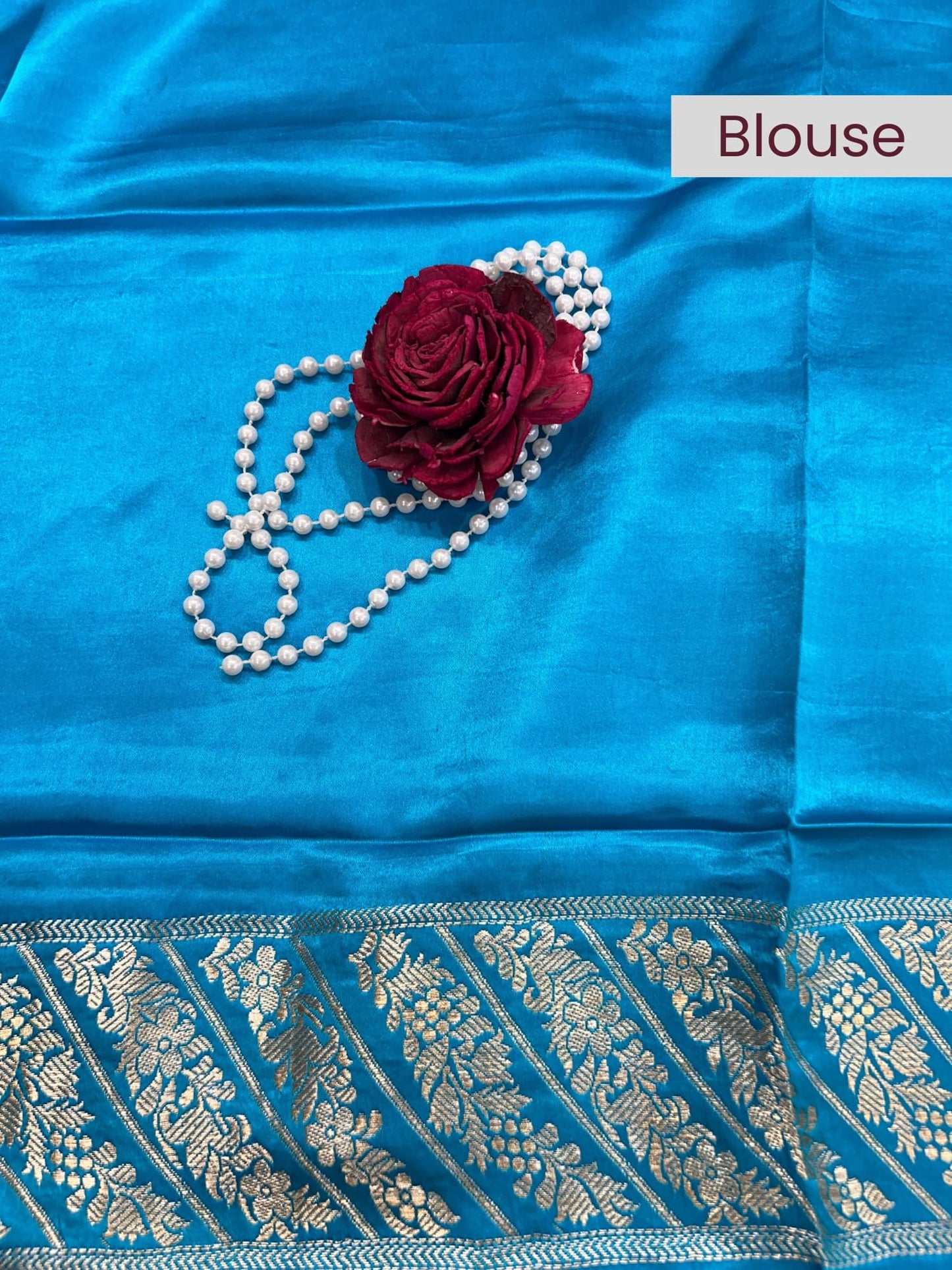 “Turquoise Blue Mashru Silk saree with elegant traditional weaving”