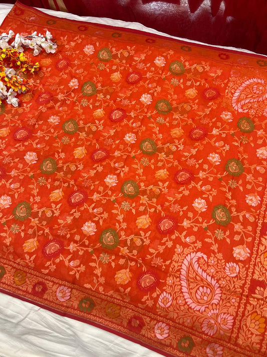 Orange Cotton Jamdani