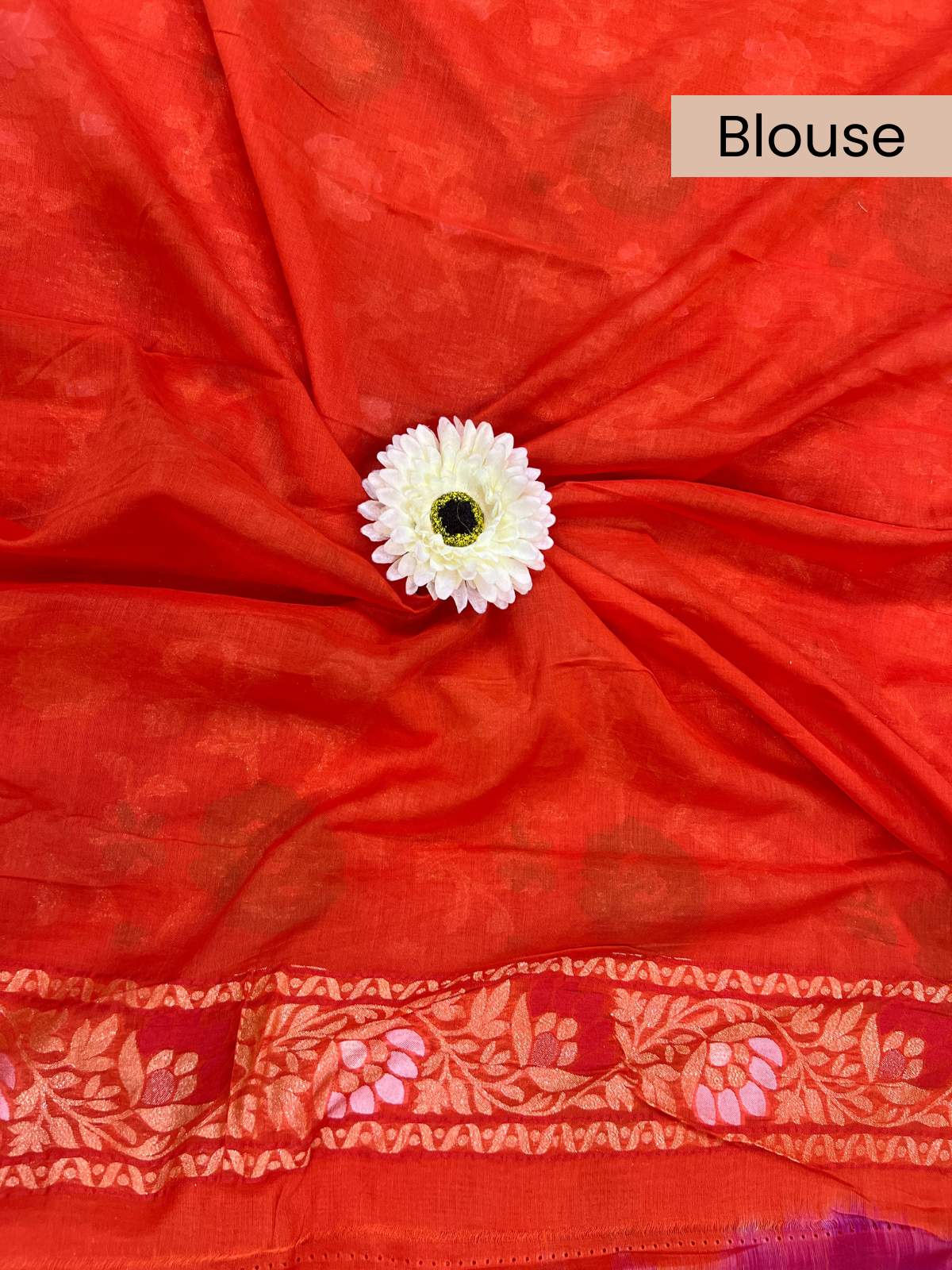 Orange Cotton Jamdani