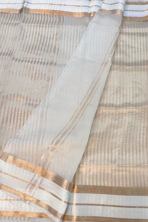 White Kora-Tissue Silk Saree