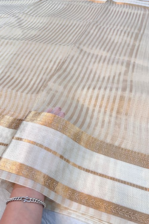 White Kora-Tissue Silk Saree