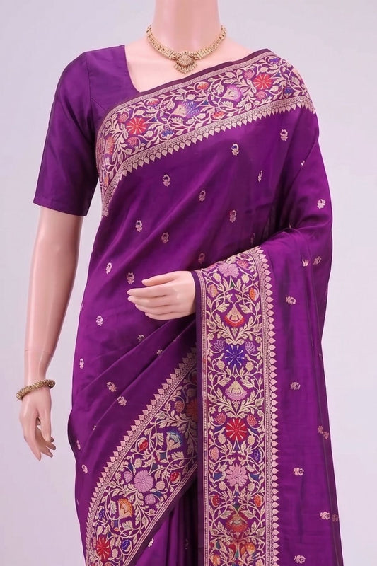 Purple Katan Silk Saree Dummy View 02