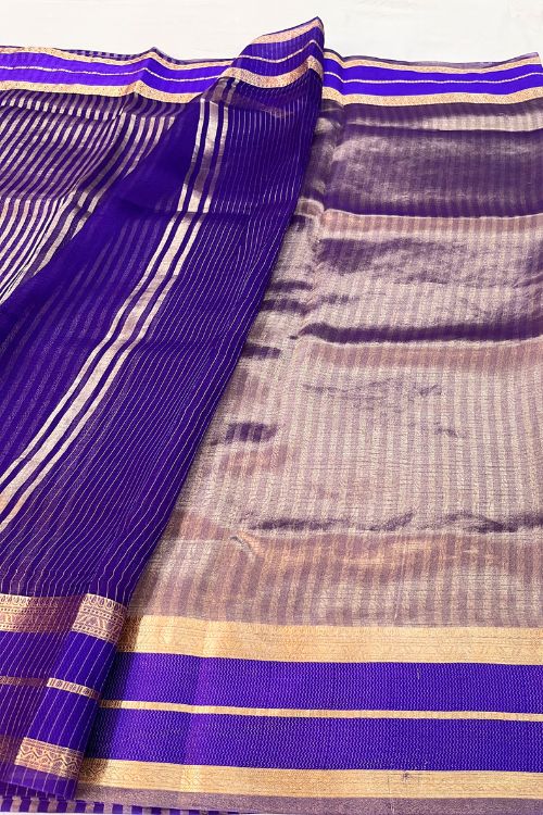 Violet Kora-Tissue Silk Saree