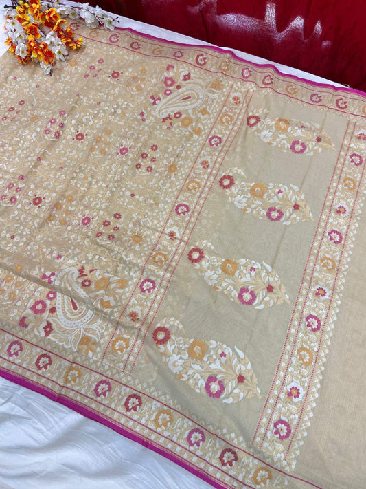 Beige Cotton Jamdani