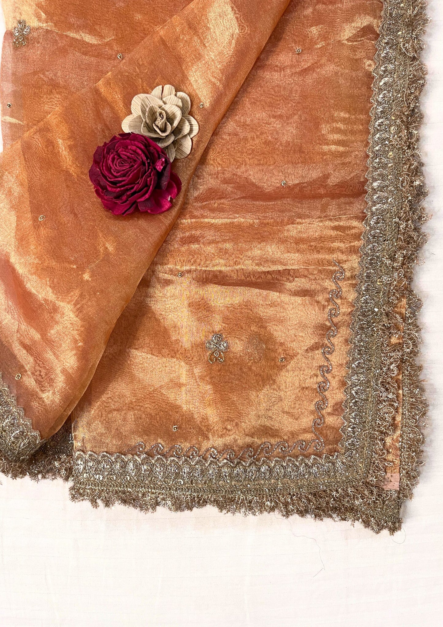 Peach Tissue Silk Suit