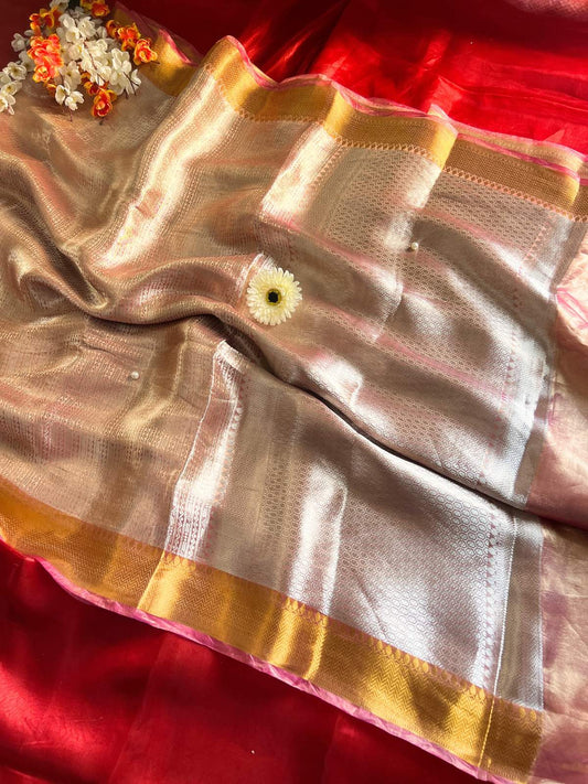 Ivory Gold Brocade Tissue Silk