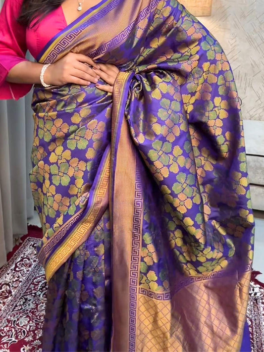 Purple Katan Silk Saree
