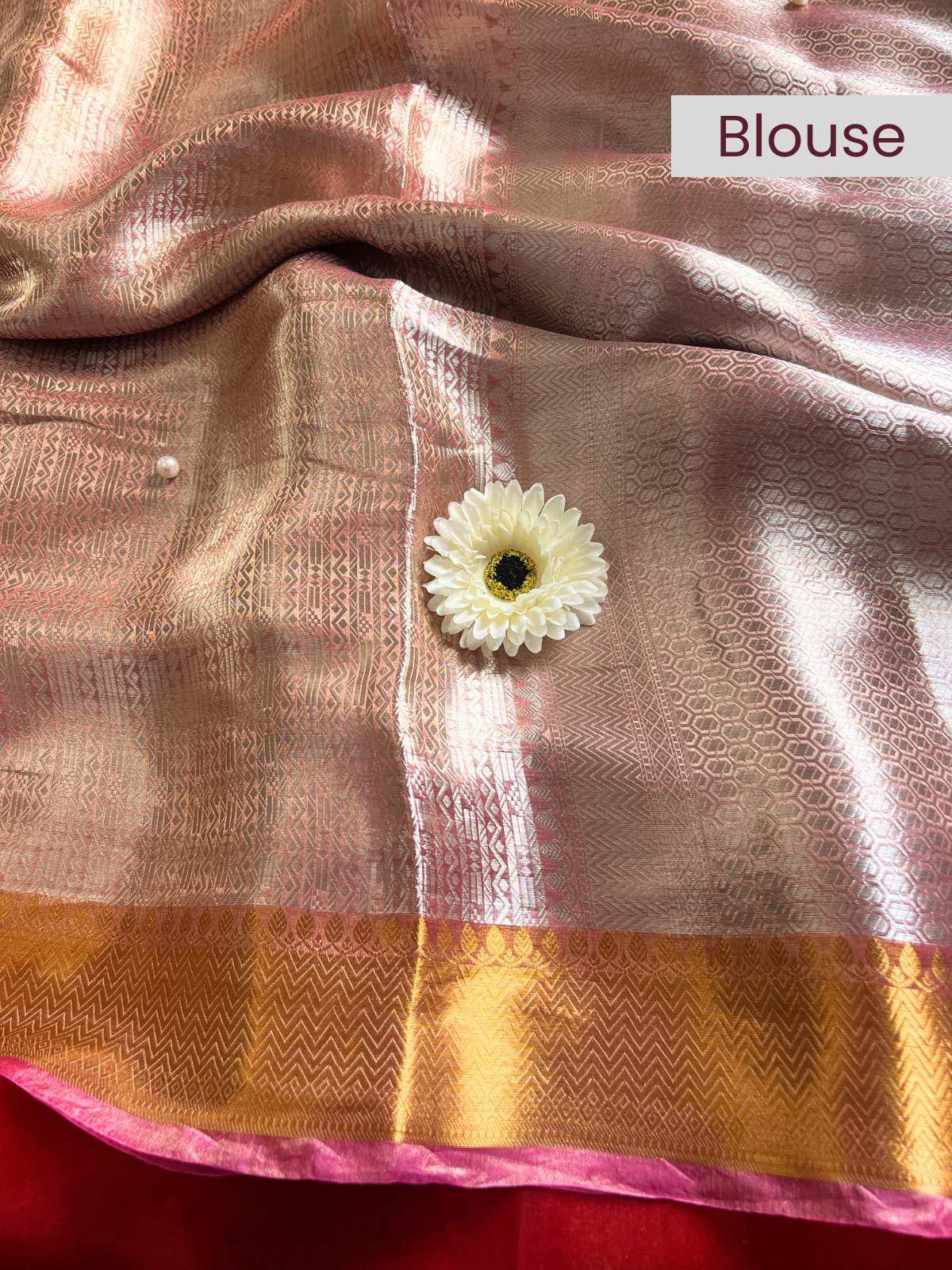 Ivory Gold Brocade Tissue Silk