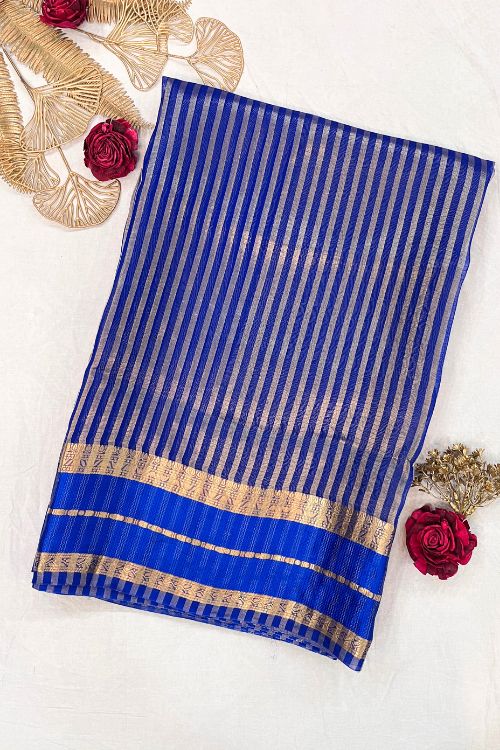 Blue Kora-Tissue Silk Saree