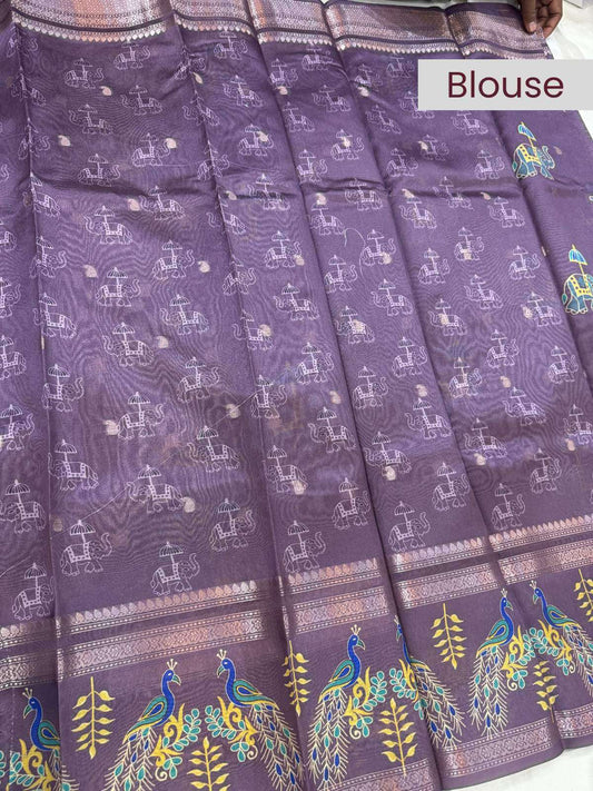 Chiniya silk saree featuring rich fabric and graceful drape