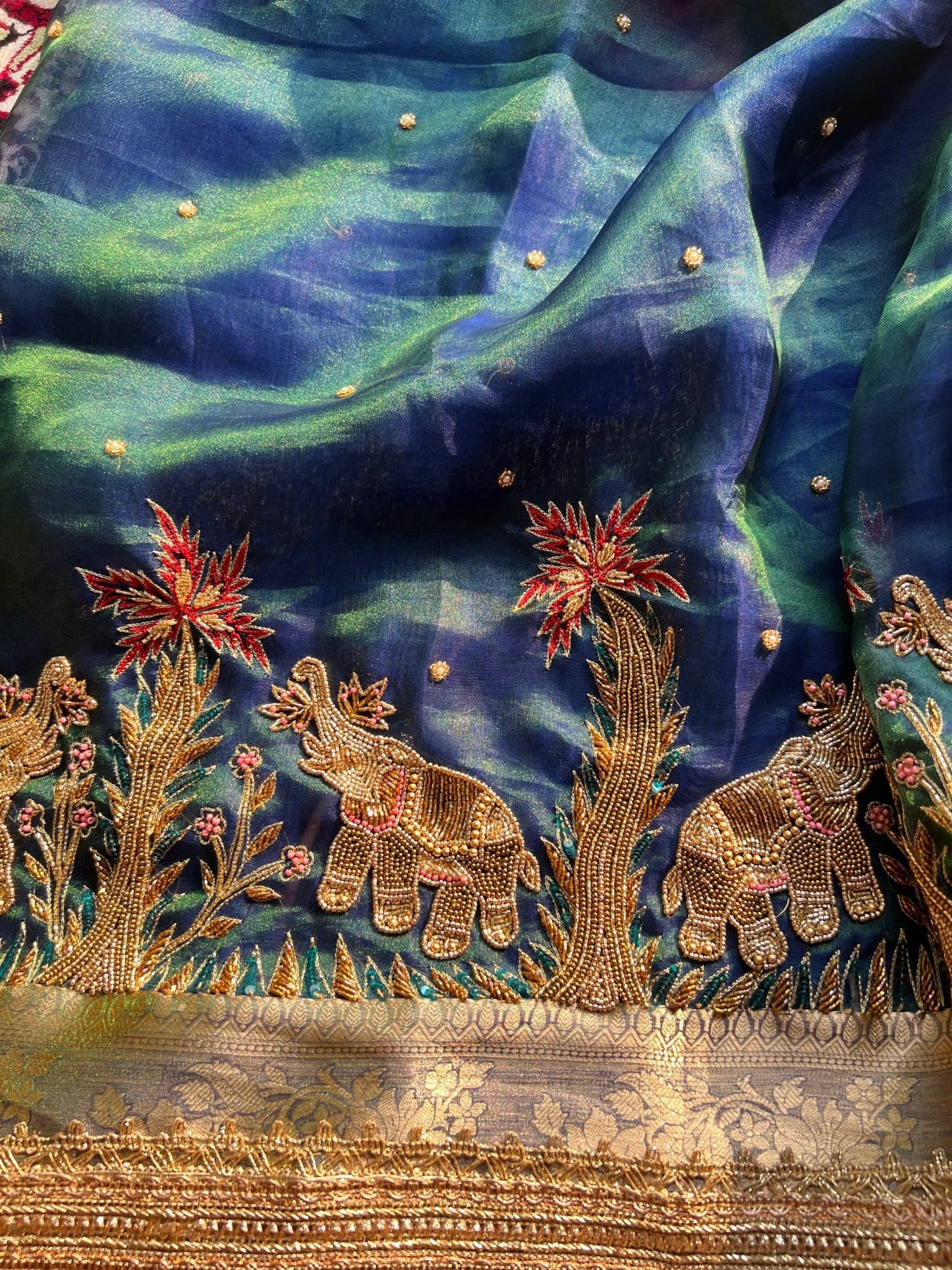 Peacock Teal Blue Gajgamini