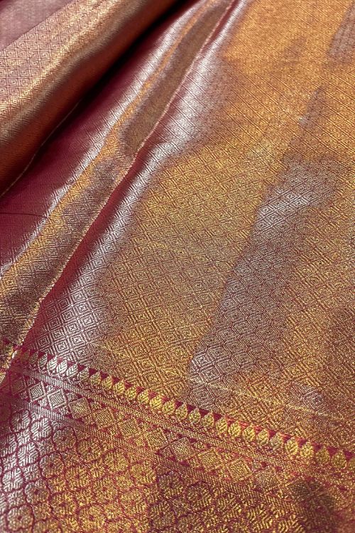 Hot Pink Buti Pure Banarasi Tissue Silk Saree