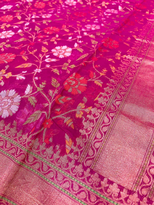 Hot Pink Cotton Jamdani