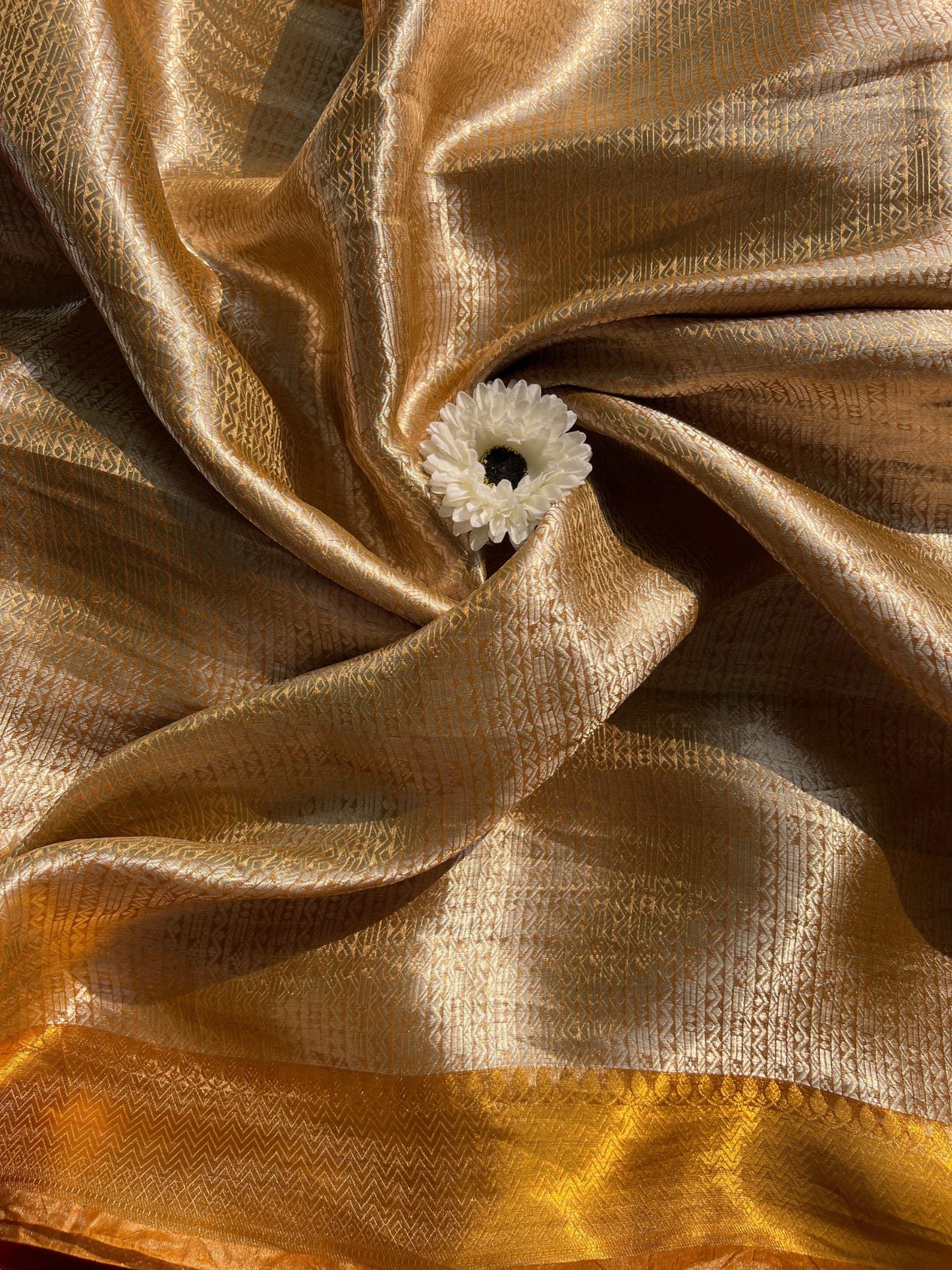 Antique Gold Brocade Tissue Silk