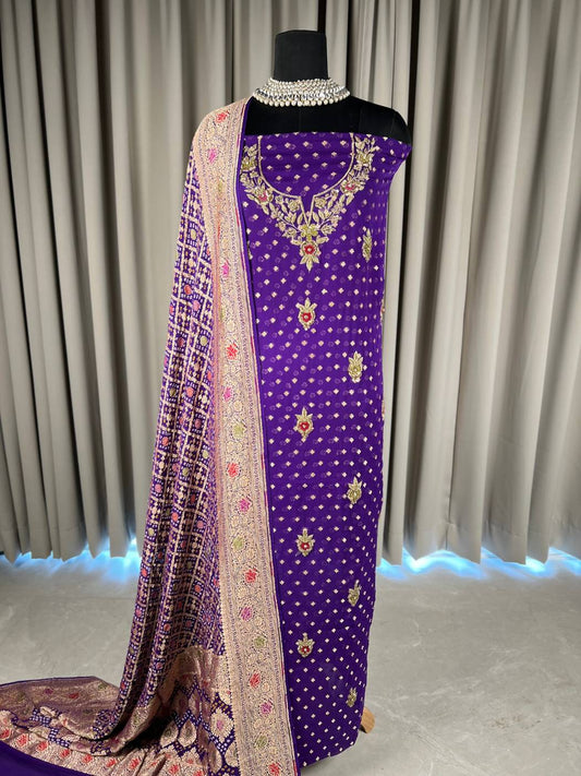 Blue Bandhej Suit