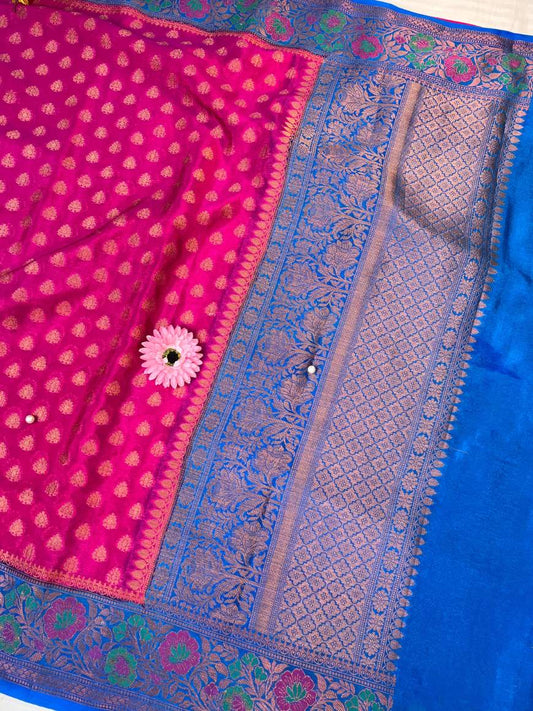 Pink Warm Silk Saree Border View-Mantavya Banaras