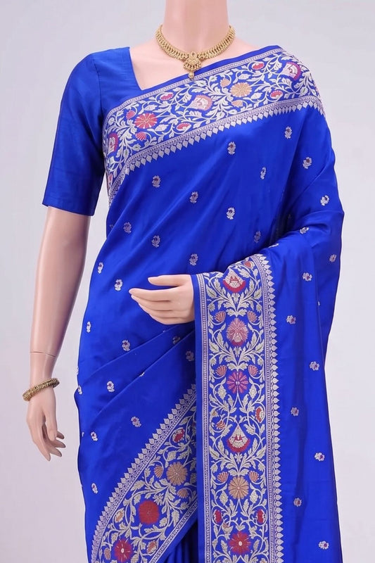 Royal Blue Katan Silk Saree Dummy View 02