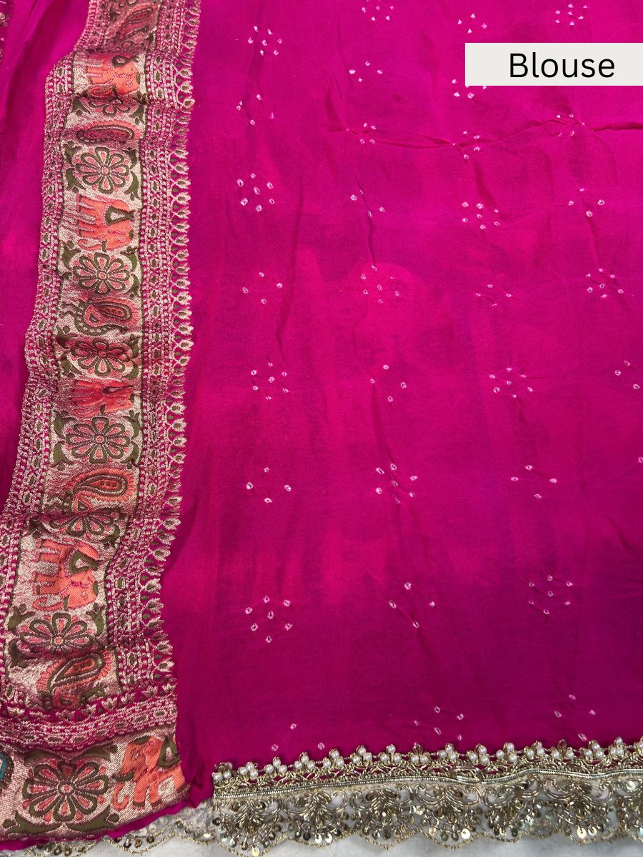 Pink Bandhej Saree