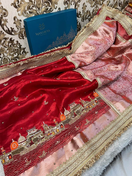Royal Red Tissue Silk Saree Banarasi Ghat