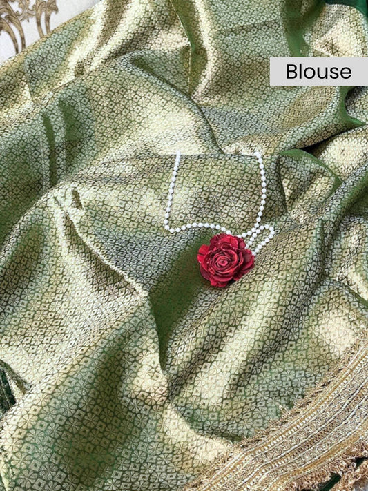 green brocade blouse