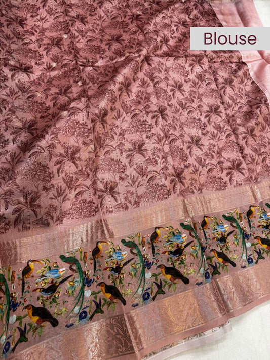 Elegant Chiniya silk saree crafted with fine handloom texture