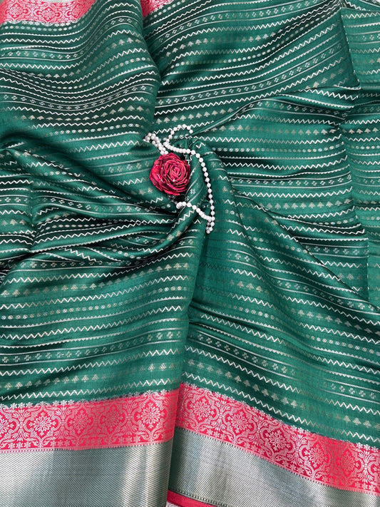 Bottle Green Chiniya Silk