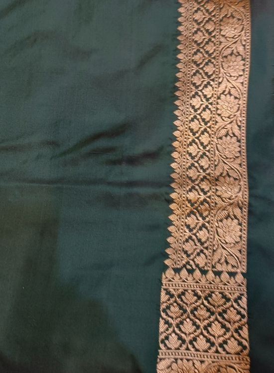 Handwoven Dark Green Katan Silk Saree